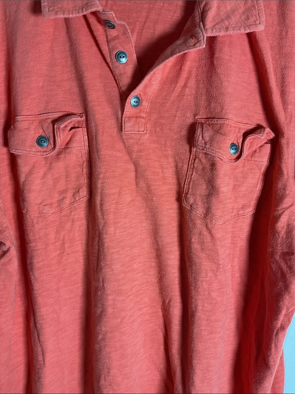Banana Republic Men's Orange Slub Polo Shirt Sz XL 2 Pocket Short Sleeve Cotton